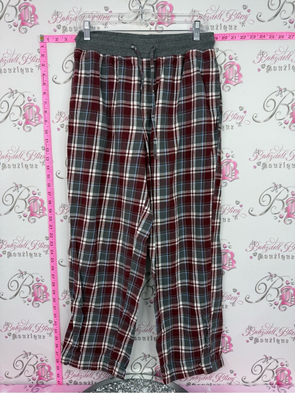 Pants plaid pj Women's Plaid Lounge Pajama Pants - Burgundy/Gray